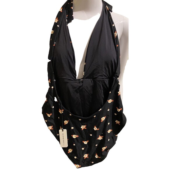 WeWoreWhat XL One Piece Halter Swimwear Black Floral NWT Swim Romantic Coquette - Picture 5 of 8